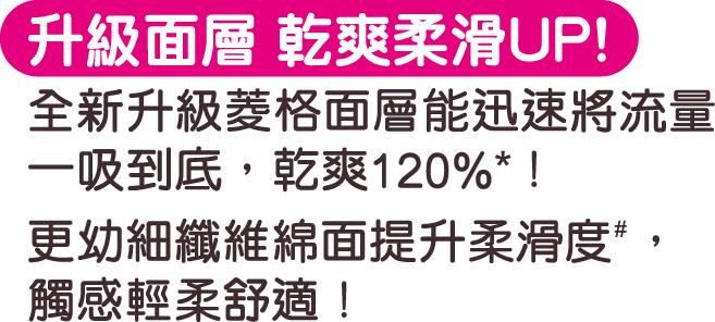升級面層 乾爽柔滑UP!